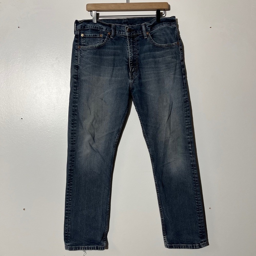 Levi's 505 Straight Leg Dark‎ Washed Blue Denim Jeans Men's Size 36X30
